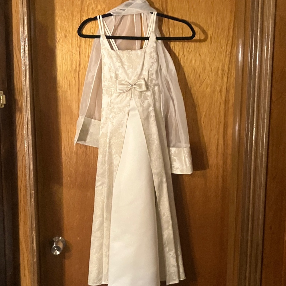 Formal brocade dress with wrap